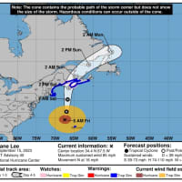 <p>A look at the latest projected track and timing for Hurricane Lee.</p>