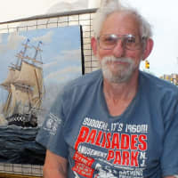 <p>Fort Lee artist Barry Shiff with one of his ship paintings. He will be one of 75 artists at the 12th Annual Outdoor Craft Show at the historic Hermitage Museum Saturday.</p>