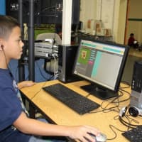 <p>A student from Greenburgh Central School district participating in the Hour of Code.</p>