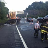 <p>After the tractor-trailer fire was extinguished shutting down I-87 between exits 14 and 11 this morning.</p>