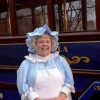 <p>Mrs. Ann Miller, a colonial re-enactor who accompanies each trolley tour.</p>