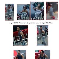 <p>The people pictured here are wanted in connection with a fatal shooting in Newark Sunday</p>