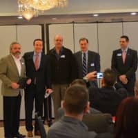 <p>Mike Proto, Prestige Industrial Finishing in Shelton; U.S. Sen. Chris Murphy; Lou DiBacco, EB Manufacturing in Middletown; Gary Zawicki, Cooper-Atkins Corp. in Middlefield; and Jeff Pugliese, Middlesex Chamber of Commerce.</p>