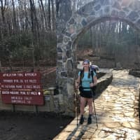 <p>Kristen Geary at the start of the Appalachian Trail in Georgia back in February.</p>