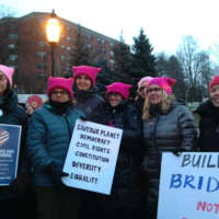 <p>More than 150 people gathered in Ossining for a unity rally.</p>