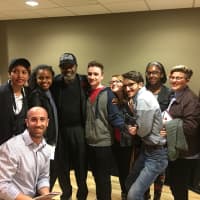 <p>Ten Port Chester High drama students and teacher and Pippin producer Josh Tenzer, bottom left, met with Ben Vereen after he performed in Stamford, Conn., on March 31.</p>