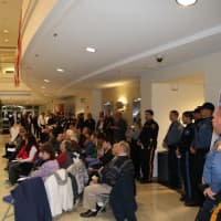 <p>Monday night&#x27;s gathering at One Bergen County Plaza in Hackensack.</p>