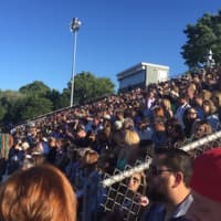 <p>The crowd gathers on a picture perfect evening for the Norwalk High graduation on Tuesday.</p>