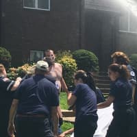 <p>A firefighter was treated for heat exhaustion at the scene.</p>