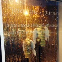 <p>The gold-themed Westwood storefront is raising awareness for pediatric cancer.</p>