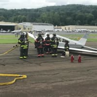 <p>The plane after making the emergency landing on Sunday.</p>