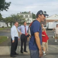 <p>U.S. Sen. Chris Murphy visits with constituents during a stop at the Sterling House Community Center in Stratford.</p>