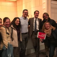 <p>The ICT-4 group&#x27;s founding members are shown, from left, Abigail Nash, Ruth Israely, Lucy Tancredo, and Erach Screwvala with  U.S. Rep. Jim Himes (D-4th District) and communications team, Russell Smith, Samantha Nestor and Bryan Conetta.</p>