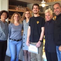 <p>Tyler Holder receives his award with (left to right) Kaye Leong, Patti Jonker, Susan Cator, Gina Zangrillo and John Barricelli. </p>