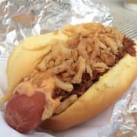 <p>The Davey, one of Lubin -N- Links&#x27; specials, has bacon, french fries, onions and chipotle mayo.</p>