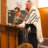 <p>Rev. Larissa Romano of Pascack Reformed Church in Park Ridge joined with Mahmoud Hamza of Muslim Society of Ridgewood and Rabbi David Klutzier of Temple Emanuel in Woodcliff Lake at the Washington Interfaith service. </p>