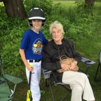 <p>Mary Jo Scarborough with her grandson Jack in New Canaan.</p>