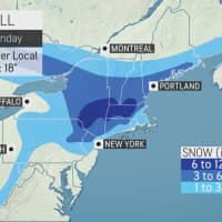 <p>The latest snowfall projections from Sunday, Dec. 1 to Monday, Dec. 2 by AccuWeather.com.</p>