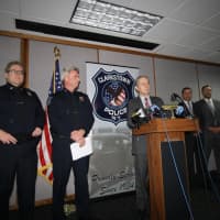 <p>Clarkstown Police at a Tuesday afternoon press conference.</p>