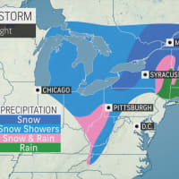 <p>A look at the projected weather pattern for Saturday night, Jan. 25.</p>