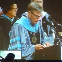 <p>Westchester Community College President Joseph Hankin delivers remarks at the 65th commencement at the County Center.</p>