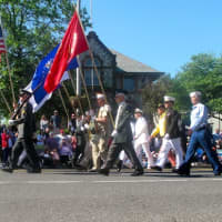 <p>The theme of this year&#x27;s parade in Westport is remembering Prisoners of War and Missing in Action, as reflected in the flags. </p>