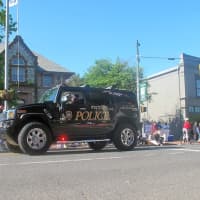 <p>The Westport police make a statement with their vehicle. </p>