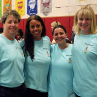 <p>Ridgefield&#x27;s Scotland Elementary School teachers Wendy Hamann, Danielle Donovan and Cheryl Osher were joined by P.S. 104 Mary Bermudez, Ms. B on the Field Day for both schools.</p>