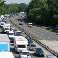 <p>Southbound traffic was backed up on I-684 between Exits 6 and 8.</p>