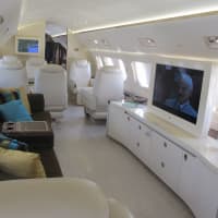 <p>The Embraer Lineage 1000 can be configured to have a queen-size bed, flat screens and a shower, among other things. </p>