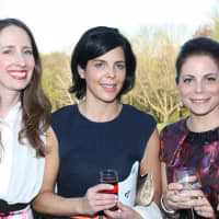 <p>Jennifer Lau of Westport meets up with Sarah Kleinman and Lisa Broder of Fairfield at the Darien event. </p>