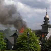 <p>The roof at St. Nicholas Church on Pembroke Road in Danbury has collapsed after a fire. </p>