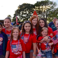 <p>Red, white and blue are the colors of the day for this patriotic group of fireworks fans in Westport. </p>