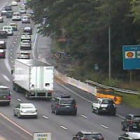 <p>The tree is gone and traffic is flowing by about 10:30 a.m. Thursday on I-95 in Greenwich. </p>