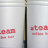 <p>Each cup at Steam Coffee Bar is individually stamped with the business logo.</p>