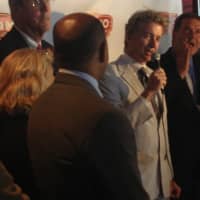 <p>Alama Drafthouse Cinema CEO and Founder Tim League speaks at the grand opening of the Yonkers theater.</p>