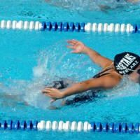 <p>Ossining swimmer Juliet Weglarz helped the team to a second place finish in the 200 medley relay.</p>