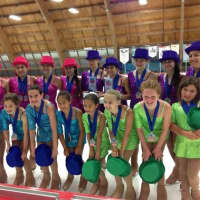 <p>The members of the Danbury Ice Cabaret Ensemble celebrate with their gold medals in the Kaleidoskate category in Anaheim, Calif. </p>