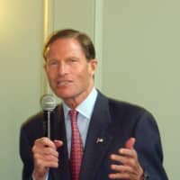 <p>U.S. Sen. Richard Blumenthal commends Gov. Dannel Malloy and other state officials for working together on the state&#x27;s comprehensive gun control laws.</p>