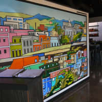 <p>In the entrance to Baro, is a mural painted especially for the new  Fairfield restaurant from a Danbury painter. </p>