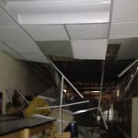 <p>The portion of the Bronxville High School ceiling that collapsed last month. </p>