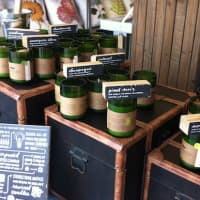 <p>These candles made from repurposed wine bottles are already flying off the shelf at Domestic Dry Goods Company in Rye Brook.</p>