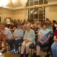<p>The debate audience at the James Harmon Community Center in Hastings listed to Town Supervisor and Town Clerk candidates.</p>