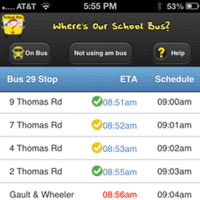 <p>Using real-time information provided by other app users, the &quot;Where&#x27;s Our School Bus?&quot; app helps parents track the arrival of their child&#x27;s school bus.</p>