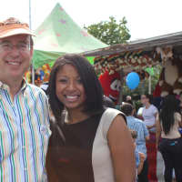 <p>Yonkers city council president Chuck Lesnick and city council candidate Corazon Pineda spent time at the festival meeting Yonkers residents.</p>