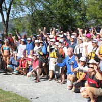 <p>Kayakers get pumped to participate in Paddle For The Cure.</p>