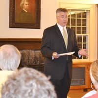 <p>State Rep. John Shaban, R-135, addresses residents at a recent town hall meeting at the Mark Twain Library in Redding. Shaban is running for Congress in the 4th District against Jim Himes, the incumbent Democrat.</p>