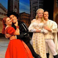 <p> Christianne Tisdale (as Lilli/Kate), William Michals (as Fred/Petruchio), Missy Dowse (as Lois/Bianca), and Brian Ogilvie (as Bill/Lucentio) from Kiss Me Kate.</p>
