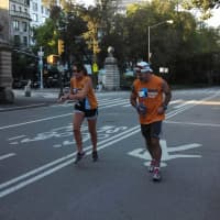 <p>Eric Gelber begain his first lap Friday at 8 a.m. in Central Park.</p>