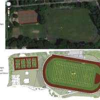 <p>The Reynolds Field complex (top) as it is now and the proposed new complex rendering (bottom).</p>